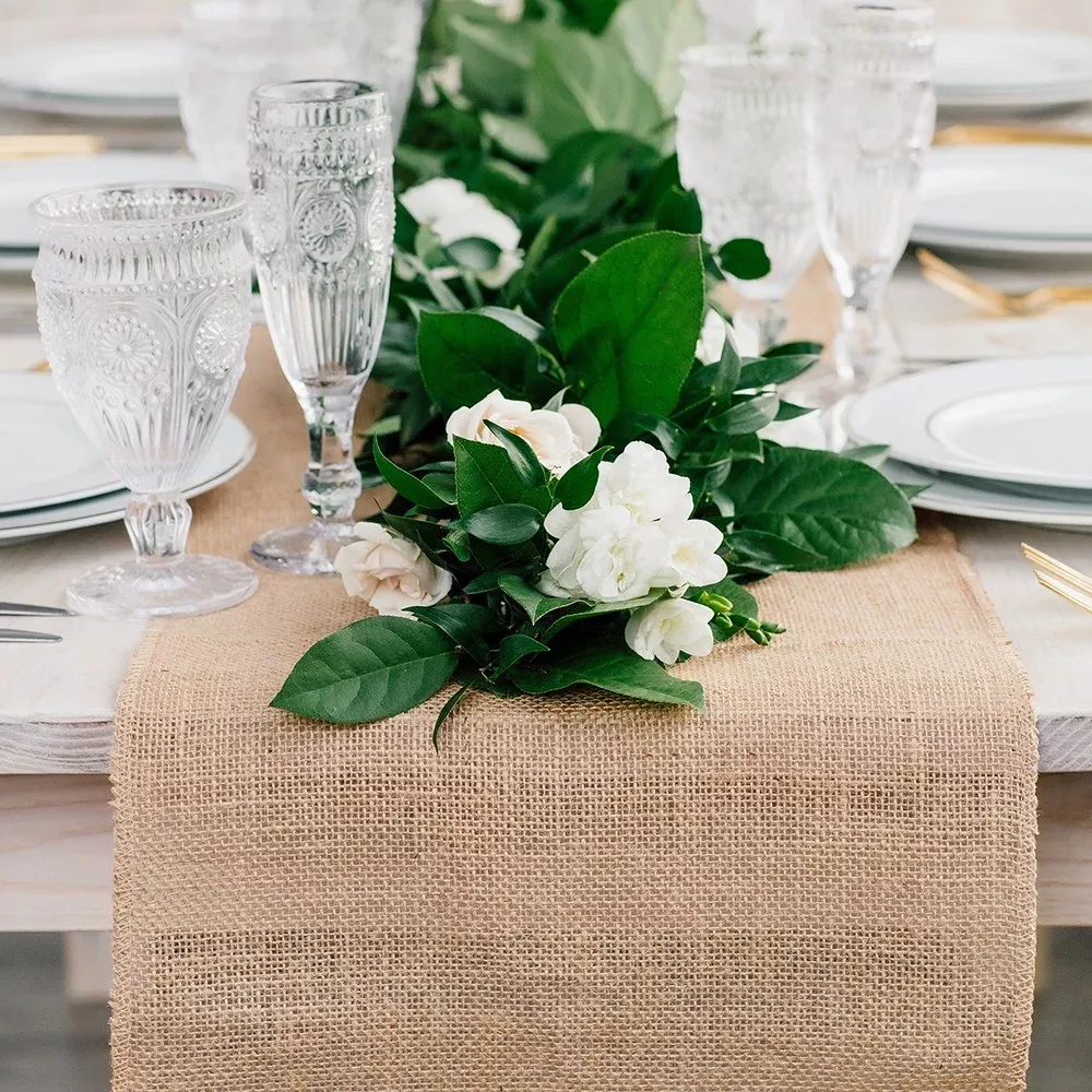108" Rustic Burlap Table Runner - Natural