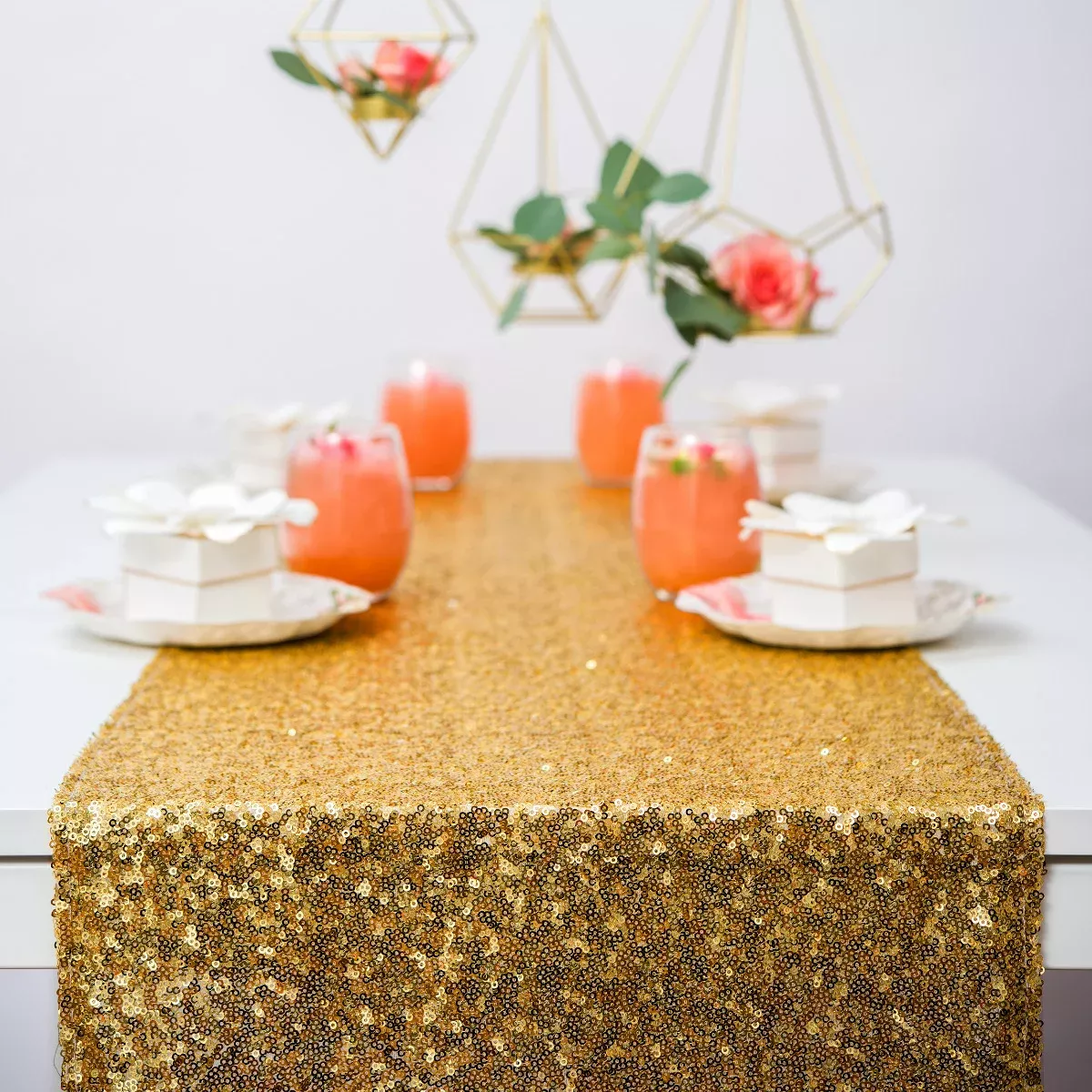 120" Modern Sparkle Sequin Table Runner - Bright Gold