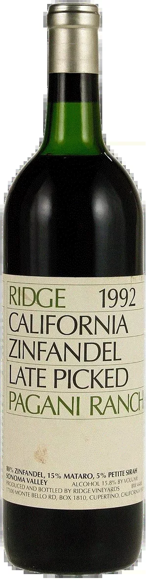 1992 Ridge Sonoma County Pagani Ranch Zinfandel