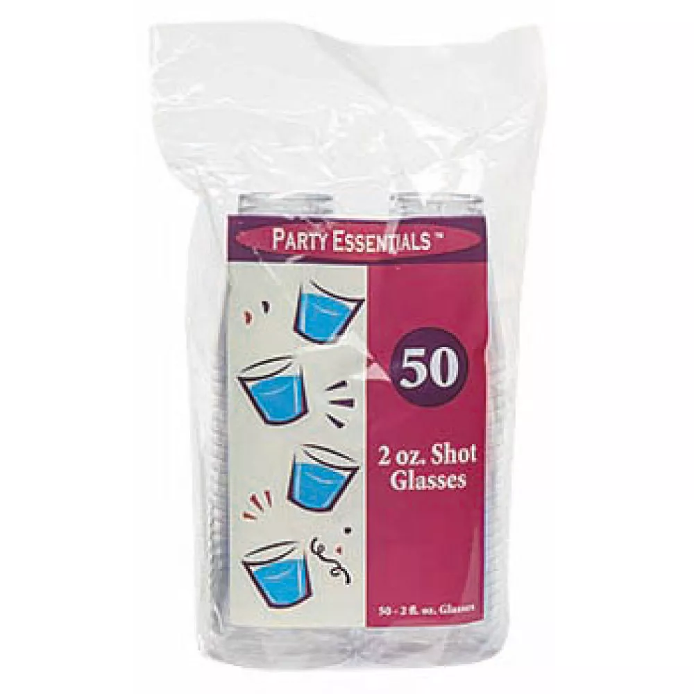 2 oz Clear Plastic Shot Glasses - Disposable Shot Cups for Parties (5 Packs)