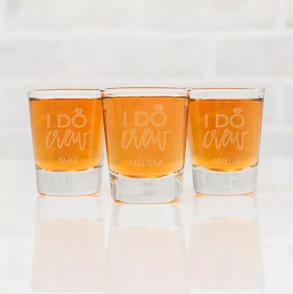 Personalized Clear 1 Oz. Shot Glass - I Do Crew